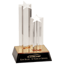 9 1/2" Clear Double Star Column Acrylic with Gold/Black Base