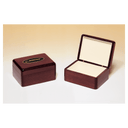 5 5/8" x 4 3/8" Rosewood Piano Finish Jewelry Box with Beige Felt Lining and Laserable Black Brass Plate
