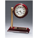 7" x 9" Rail Station Style Desk Clock on Rosewood Finish High Gloss Base, Black Plate
