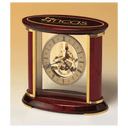 7" x 9" Skeleton Clock w/Sub-Second Dial, Brass Finish Movement, Rosewood Piano Accents, Plate
