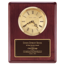Rosewood Piano Finish Clock, Waterfall Bezel with Glass Lens,Gold 10 1/2" x 13" Dial, Plate