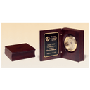 5 3/8" x 4 1/4" Hand Rubbed Mahogany Finish Book Clock w/Gold Spun Dial, 3 Hand Movement, Plate