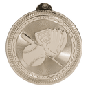 Bright Silver 2" Baseball/Softball Laserable BriteLazer Medal