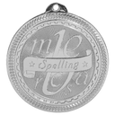 Bright Silver 2" Spelling Laserable BriteLazer Medal