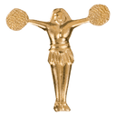 Gold Pom Pom Girl Metal Chenille Letter Insignia