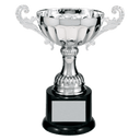 Silver 7 1/2" Completed Metal Cup Trophy on Plastic Base