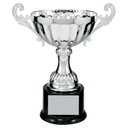 Silver 2 9 3/4" Completed Metal Cup Trophy on Plastic Base
