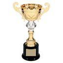 Gold 8 3/4" Completed Metal Cup Trophy on Plastic Base