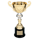 Gold 10" Completed Metal Cup Trophy on Plastic Base