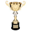 Gold 11 1/2" Completed Metal Cup Trophy on Plastic Base