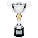 Silver 11 1/2" Completed Metal Cup Trophy on Plastic Base