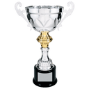 Silver 14 1/2" Completed Metal Cup Trophy on Plastic Base