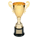 Gold 2 8 3/4" Completed Metal Cup Trophy on Plastic Base