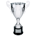 Silver 13 1/4" Completed Metal Cup Trophy on Plastic Base