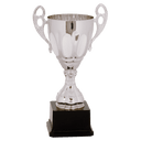 Silver 11" Completed Metal Cup Trophy on Plastic Base