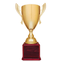 Gold Completed Metal Cup Trophy on Rosewood Royal 2 24 3/4" Piano Finish Base