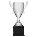 Silver Completed Metal Cup Trophy on Black Royal 2 24 3/4" Piano Finish Base