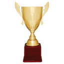 Gold Completed Metal Cup Trophy on Rosewood Royal 26 1/2" Piano Finish Base
