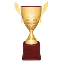 Gold Completed Metal Cup Trophy on Rosewood Royal 21" Piano Finish Base