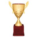 Gold Completed Metal Cup Trophy on Rosewood Royal 23 1/2" Piano Finish Base