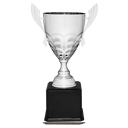 Silver Completed Metal Cup Trophy on Black Royal 23 1/2" Piano Finish Base