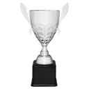 Silver Completed Metal Cup Trophy on Black Royal 25 1/4" Piano Finish Base