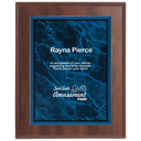 Small Cherry Finish Plaque with Blue Marble Acrlyc Plaque Plate