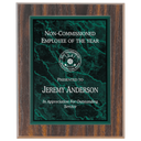 Small Walnut Finish Plaque with Green Marble Acrylic Plaque Plate