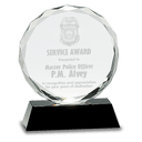 Black 6" Round Facet Crystal on Pedestal Base