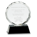 5" Round Facet Crystal on Black Pedestal Base