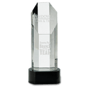 9 3/4" Octagon Slant-Top Crystal on Black Pedestal Base