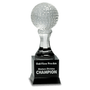 9" Crystal Golf Ball on Black Pedestal Base