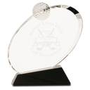 6" Clear Crystal Oblong Golf Award on Black Crystal Base