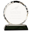 6" Clear Crystal Round with Rectangle Facets on Black Crystal Base