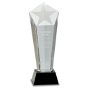 10 1/2" Crystal Frosted Star Column on Black Pedestal Base