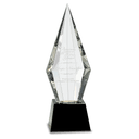 11" Obelisk Facet Crystal on Black Pedestal Base