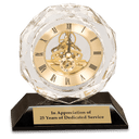 5 3/4" Clear Crystal Clock on Black Pedestal Base