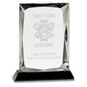 7" Clear Crystal Rectangle on Black Base