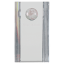 7 3/4" Clear Crystal Rectangle with Globe Etching