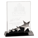 7" Rectangle Crystal with Silver Stars on Black Pedestal Base