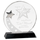 7 1/4" Round Crystal with Silver Star on Black Pedestal Base