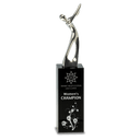 9 1/2" Silver Metal Golf Figure on Black Crystal Pedestal