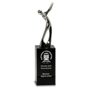 8 1/2" Silver Metal Golf Figure on Black Crystal Pedestal