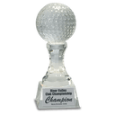 7 3/4" Crystal Golf Ball on Clear Pedestal Base