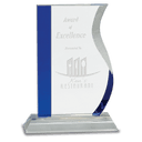 7 1/4" Blue Edge Crystal Wave on Clear Base