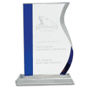 8 1/4" Blue Edge Crystal Wave on Clear Base