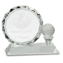 5 1/4" Round Facet Crystal with Golf Ball on Clear Pedestal Base