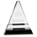 6 1/2" Clear Crystal Triangle on Black Crystal Pedestal Base