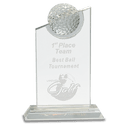 8" Clear Crystal with Inset Crystal Golf Ball on Clear Base