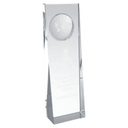 2 3/4" x 8 3/4" Clear Crystal Slant Front Rectangle with Engraved Globe